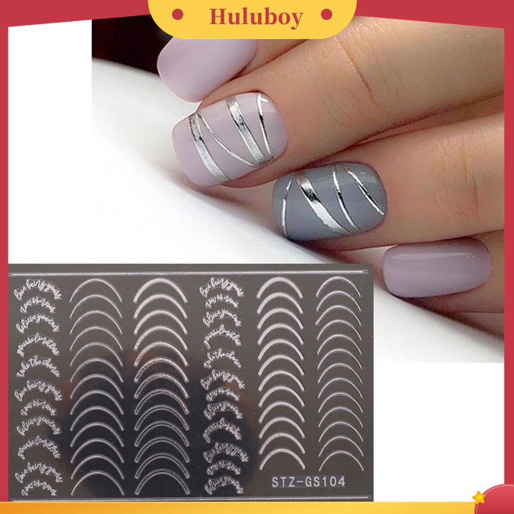 Huluboy Huluboy♡ Strip Kuku 3D Bentuk Setengah Bulan Warna Rose Gold Untuk Manicure Wanita