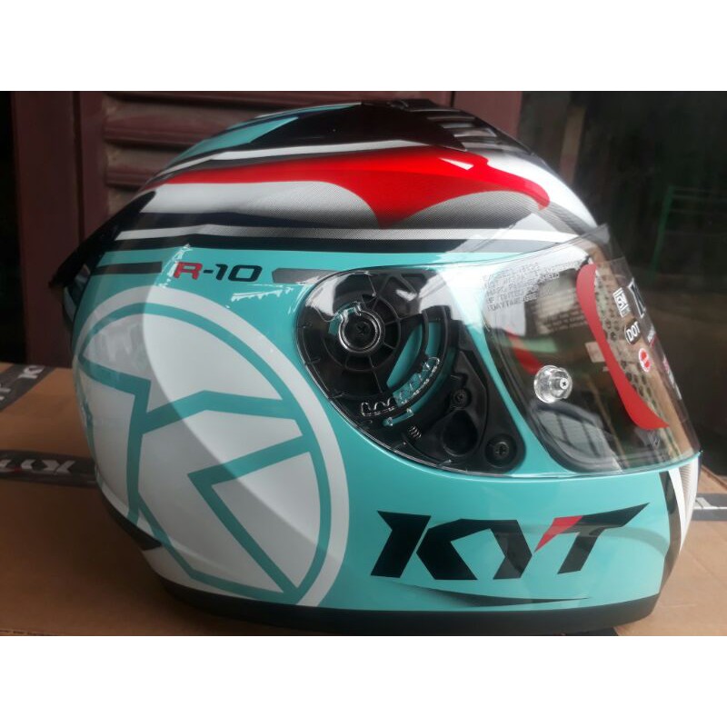 kyt R10 AQUA blue/red/flou/white