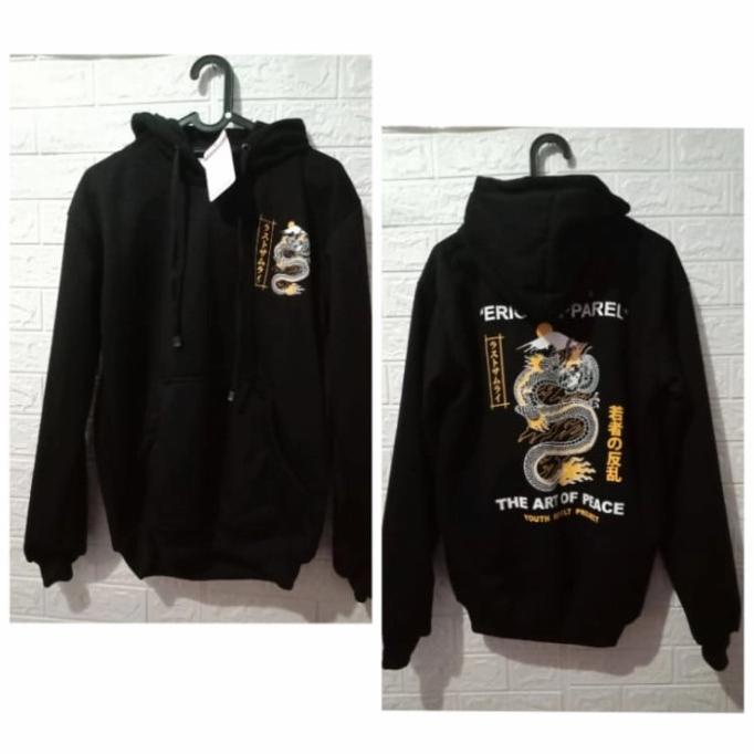 Promo Sweater Hoodie Erigo Dragon Hitam Tebal