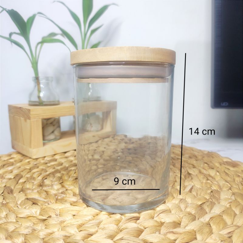 Toples Kaca Tutup Kayu Bulat Kedap Udara aesthetic Borosilicate Glass Storage Jar / TOPLES KACA TUTUP KAYU AESTHETIC / TOPLES JAR KEDAP UDARA / TOPLES MINIMALIS / TEMPAT MAKANAN SUSU BUBUK GULA TEH KOPI BUMBU