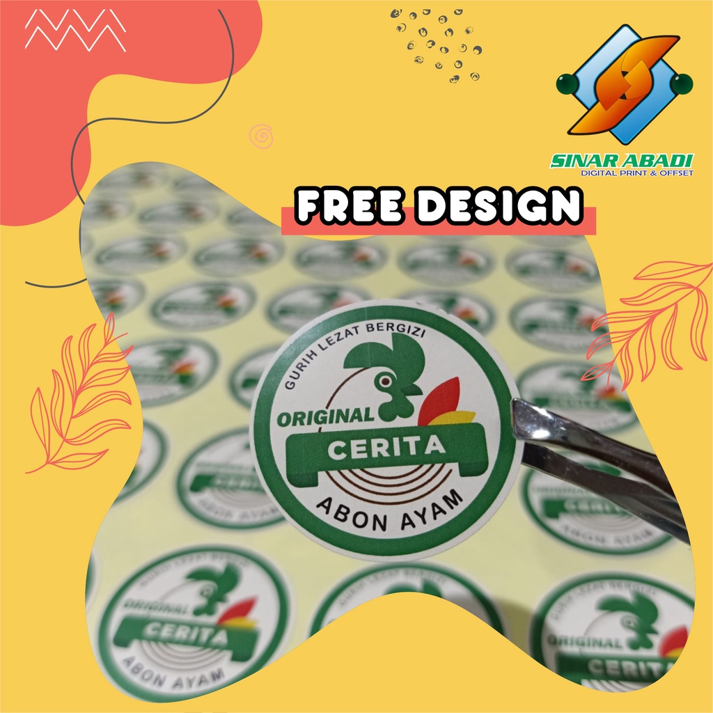 

STIKER CHROMO/CETAK STIKER MAKANAN murah Bandung bulat free design and cutting, untuk olshop