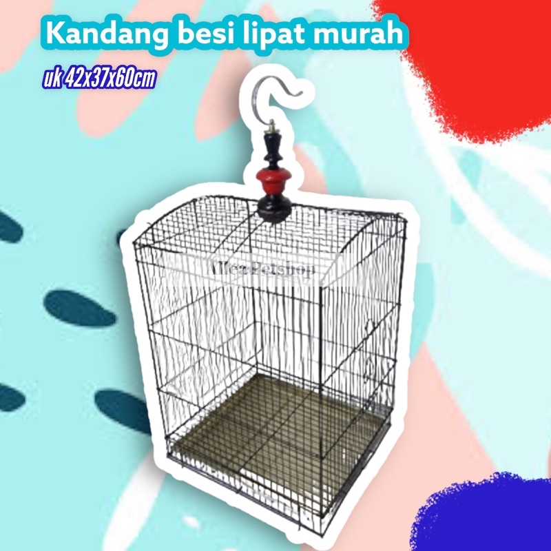 KANDANG BURUNG BESI LIPAT UKURAN NO 2 (42x37x60cm) / KANDANG KOTAK BESI NO 2