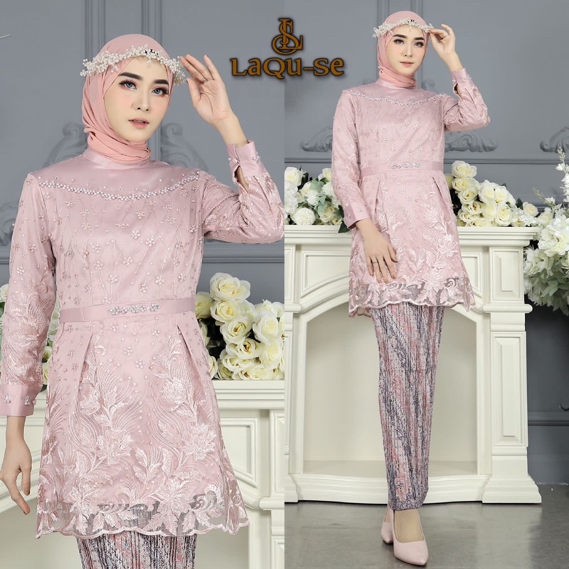 Set Kebaya Tunik Tille Mix Velvet Variasi Payet Mutiara Kebaya Tunik Modern Kebaya Tunik Brokat Kebaya Wisuds