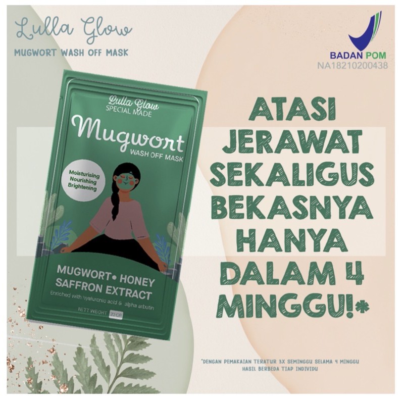 Masker Wajah BPOM LullaGlow Mugwort Mask 20gr - Masker Organik bpom
