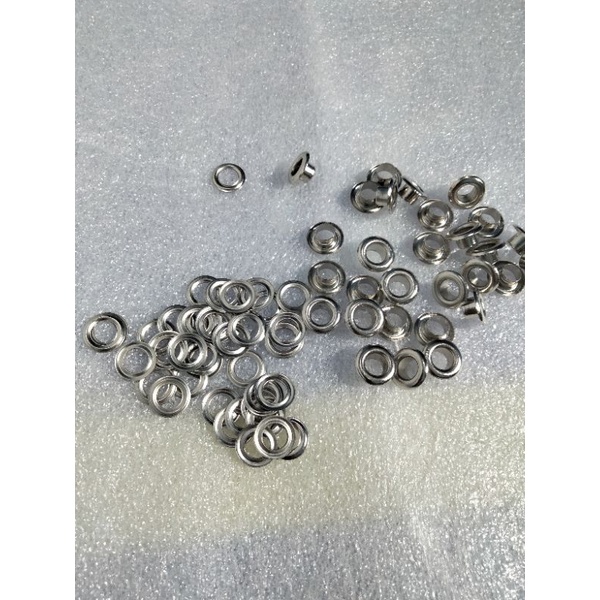 100 Pcs Mata ayam / mata itik / eyelet 6mm  nikel+Ring belakang aksesoris tas aksesoris sepatu akses