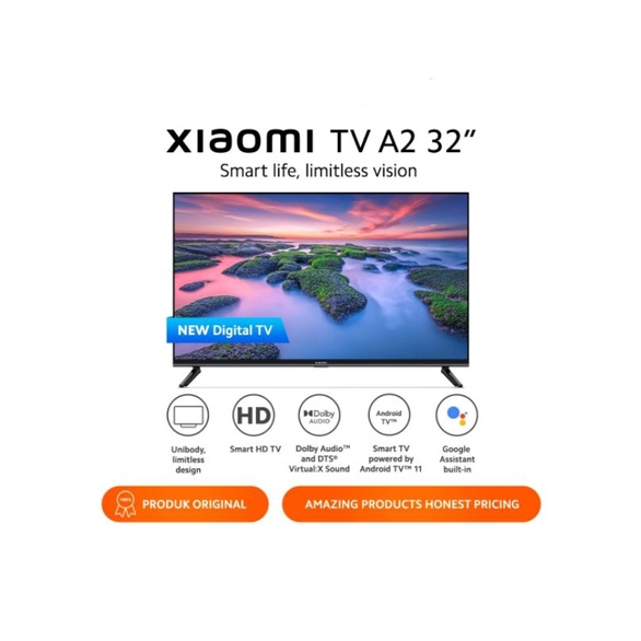 XIAOMI NEW TV A2 32 INCH SMART ANDROID 11.02 INCH ---Dolby Audio, handfree google Assistant Garansi Resmi Xiaomi Indonesia