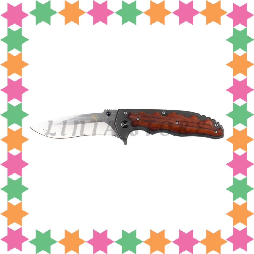 KNIFEZER Blade Pisau Lipat Berburu Knife Wooden Handle - CBF64