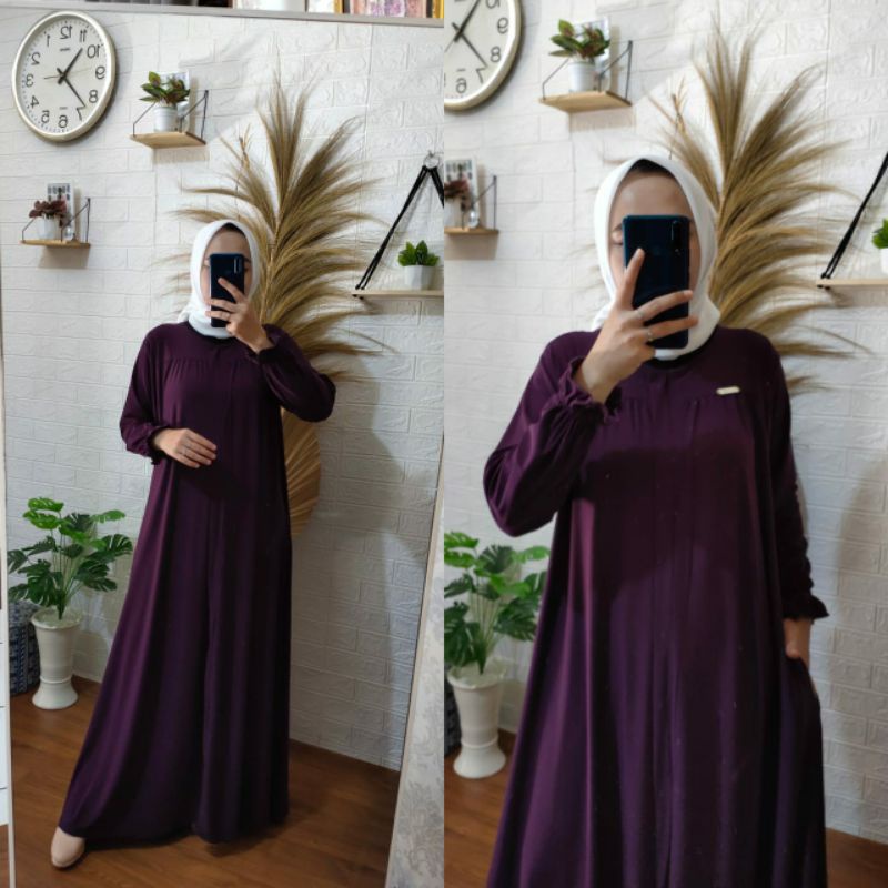 GAMIS JERSEY PREMIUM model AMORI DRESS ABAYA | RFILLY-Ungu tua