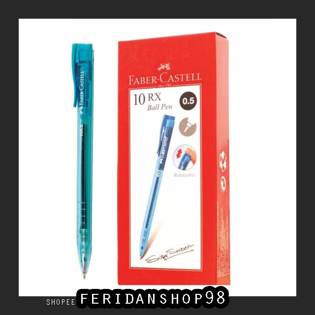 

FS158 PULPEN BALLPOINT FABER-CASTELL RX ATK 0.5MM TINTA HITAM BARREL CYAN-1 BOX 10 PCS BY FERIDANSHO