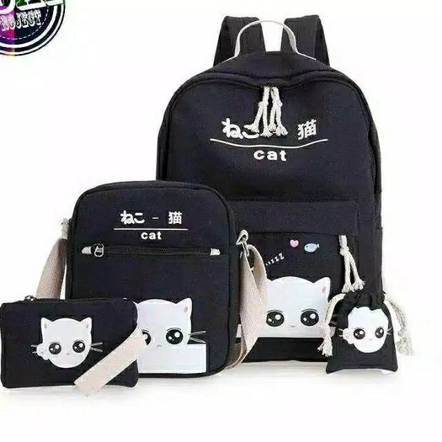 TAS RANSEL SEKOLAH KUCING INTIP 3IN1/ BACKPACK SEKOLAH ANAK WANITA