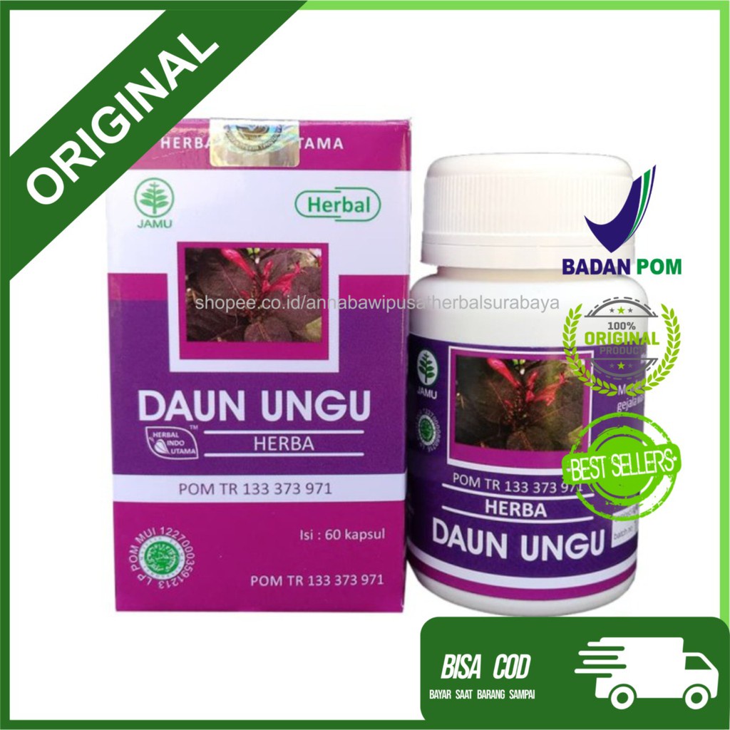 [COD] Kapsul Daun Ungu Solusi Mengatasi Nyeri wasir dan Ambeien - 60 Kapsul Obat Herbal BPOM 100% Original