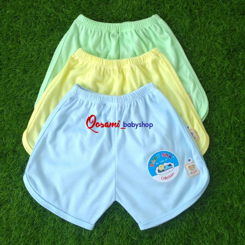 BABY SRR 3 pcs Celana Pendek Bayi Polos Uk M, L, XL SNI