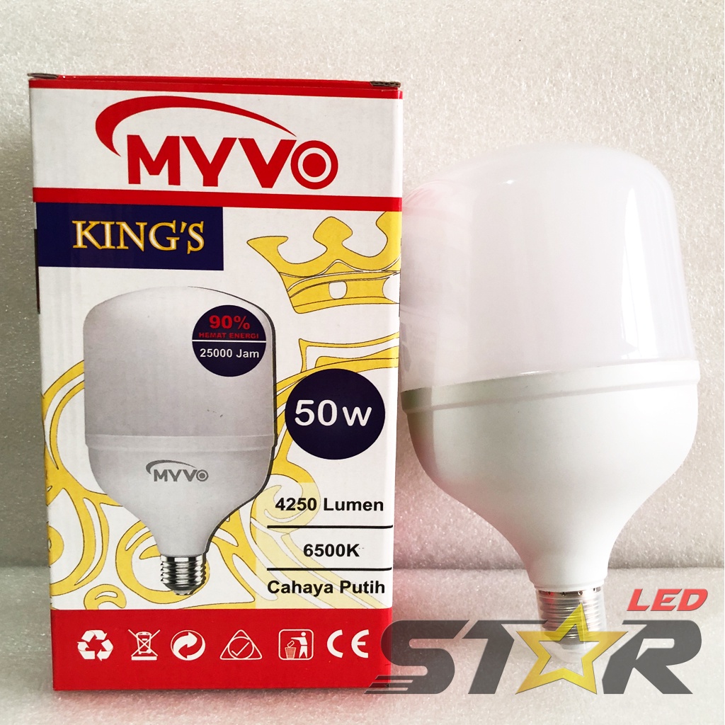 Lampu MYVO King's Bulb T LED 50 Watt 60 Watt Lampu Bohlam LED Murah Irit Hemat Energi Awet Tahan Lama STAR LED