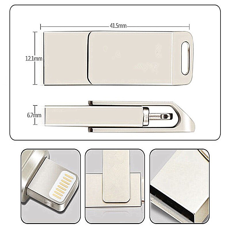 HD i-usb Flash Drive Bahan Metal Tahan for Air untuk iPhone / iPad