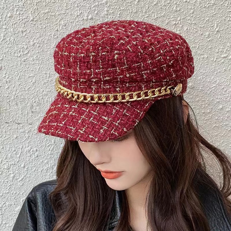 Topi Baret Beret Oktagonal Bahan Wool Gaya Korea Retro untuk Wanita pria S18