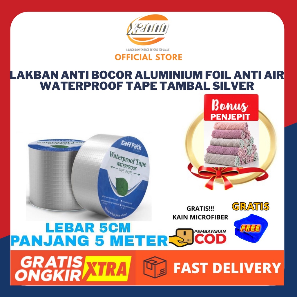 Jual Lakban Anti Bocor Lem Anti Air Aluminium Foil Butyl Super Waterproof Tape Tambal Silver