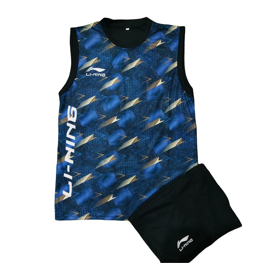 DC7 Setelan Singlet Baju dan Celana Badminton Kaos Bulutangkis Full Print Dewasa Size M L XL