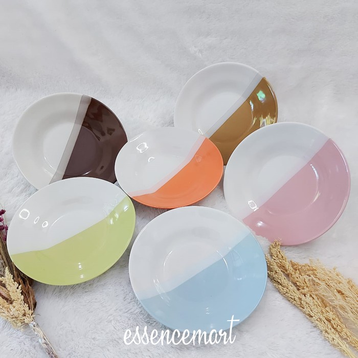 Piring Keramik Two Tone Piring Twotone 2 Warna Cantik Ukuran 20cm Tebal