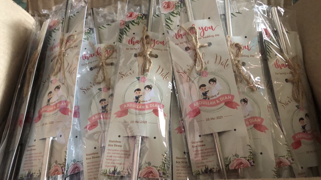 Souvenir Pernikahan Sedotan Stainless Steel Ramah Lingkungan
