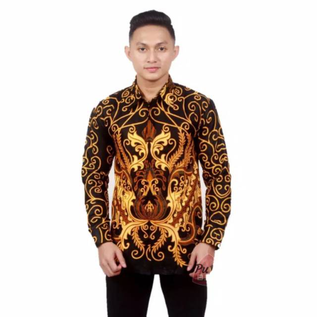 Baju Batik Pria RisnaBatikHRB026 Kemeja Pria lengan panjang Pendek