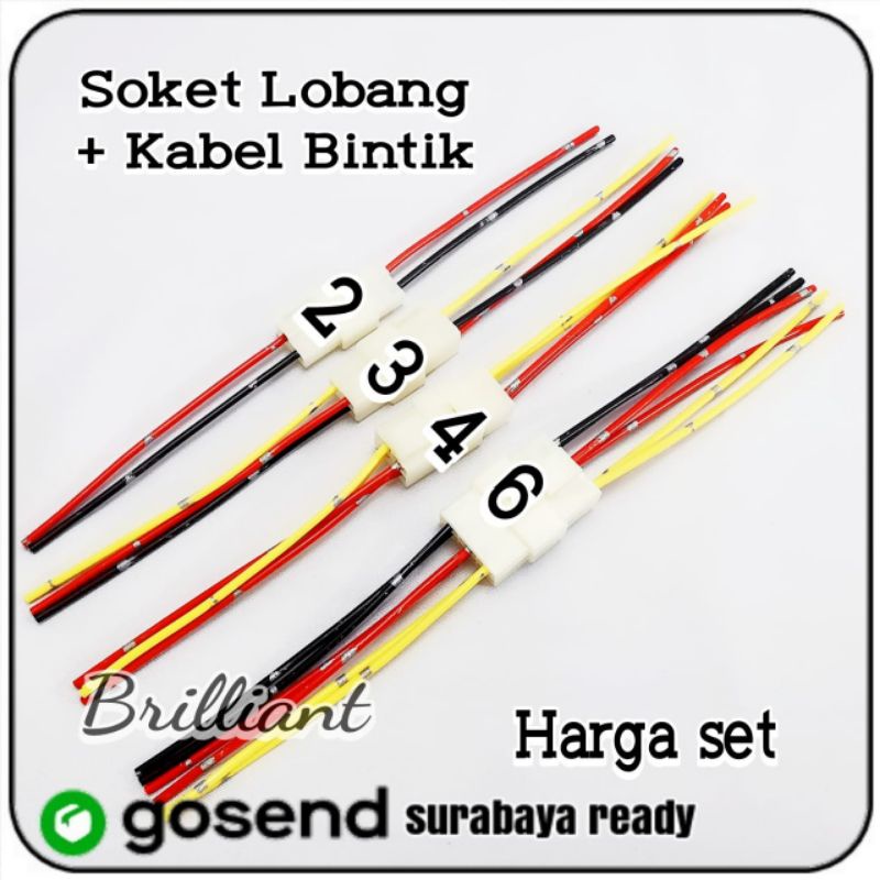 Soket Sambung Cop Lobang - 1 / 2 / 3 / 4 / 6 - Kabel Bintik - Sepasang