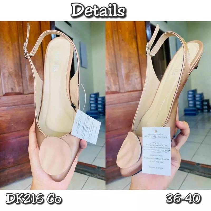 Details Heels Bulat Pink Hitam Elegan