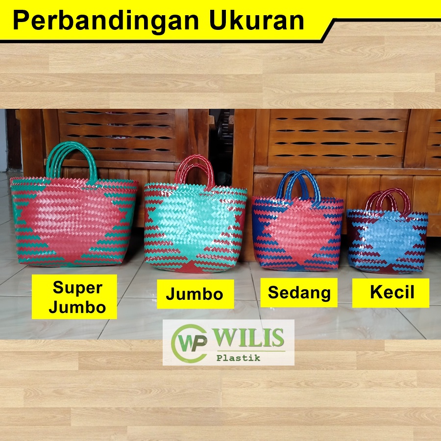 READY STOCK - Tas Anyaman Plastik KACA Lebih Kuat Daripada Lurik / Tas Hampers Parcel Belanja Pasar Berkat Hajatan Muat Kotak Nasi