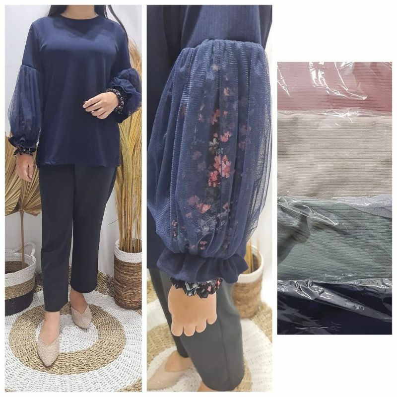 Blouse cavel rajut mix tile (navy)