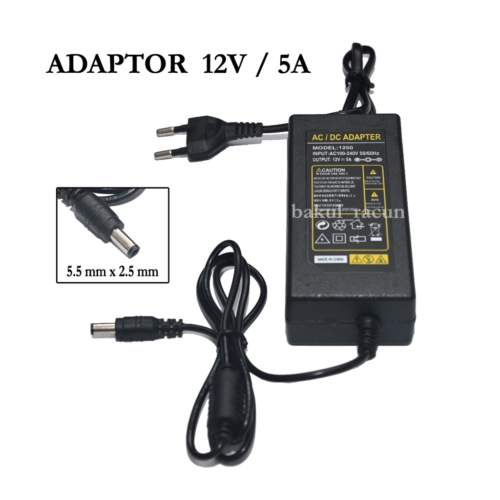 ADAPTOR 12V 5A UNIVERSAL 5.5 mm x 2.5 mm / KURSI PORTABLE LIPAT KURSI TRAVELING PRAKTIS KURSI PANCING