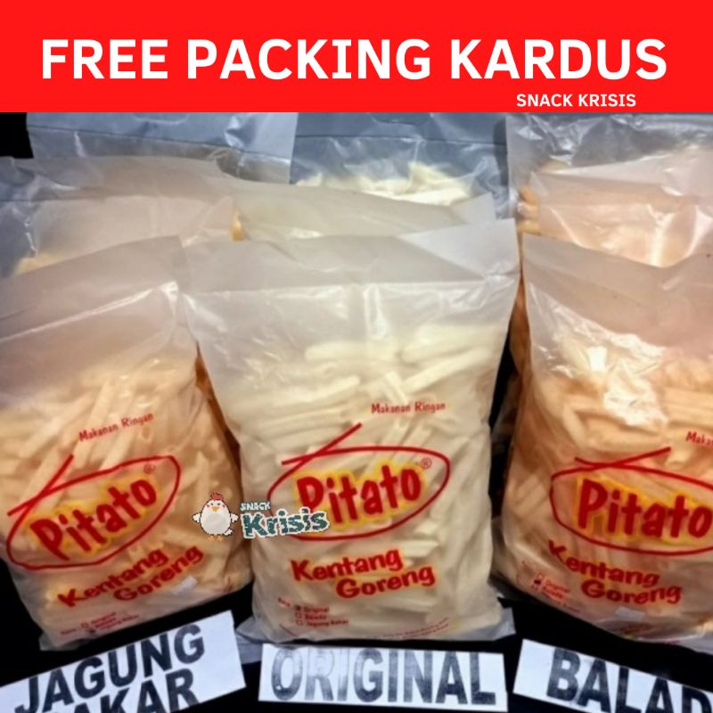 

Pitato kentang goreng 250 gram Potato rasa jagung bakar, original, balado enak renyah gurih free kardus packing