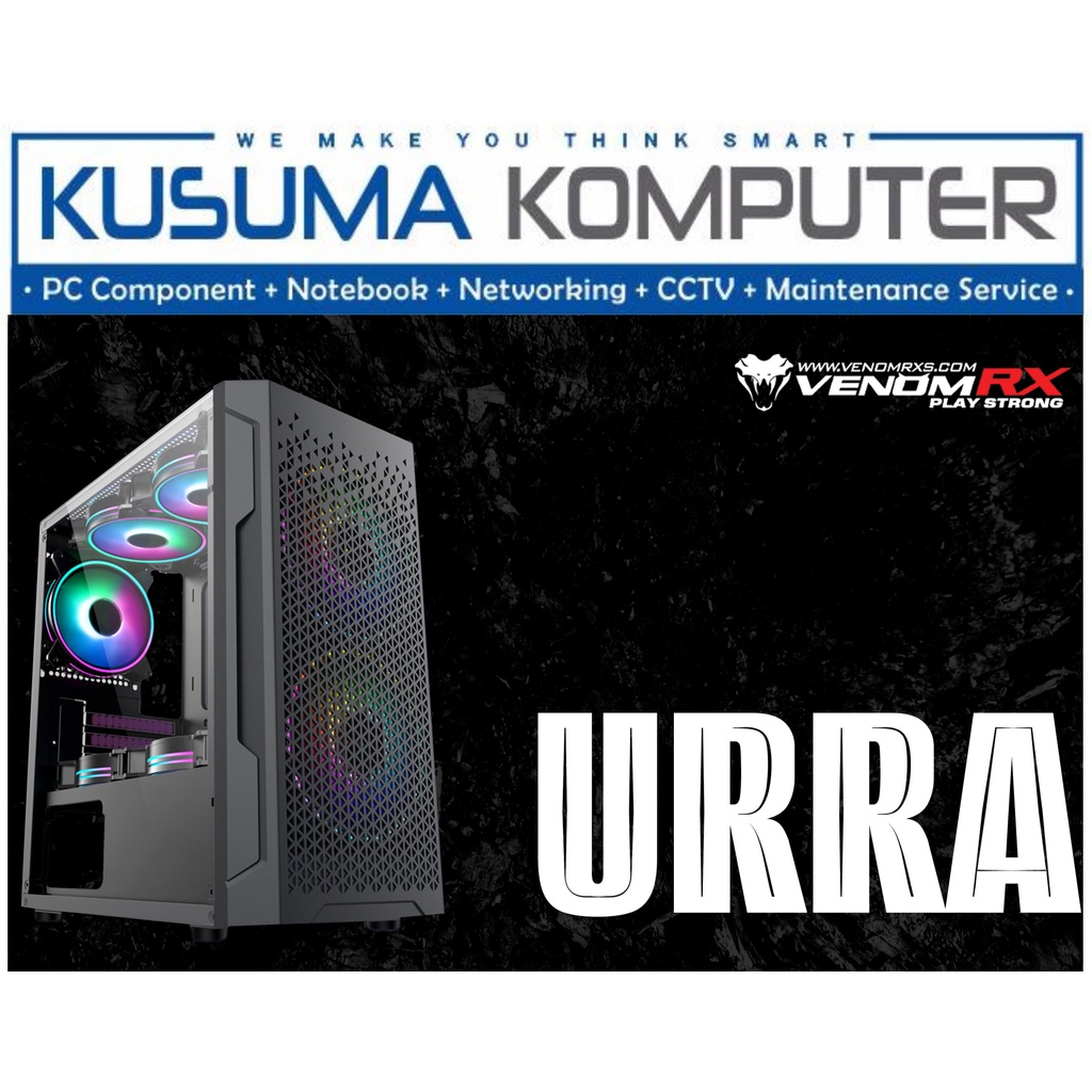 VenomRX Urra + 2 Fan RGB Micro ATX Tempered Glass Casing PC