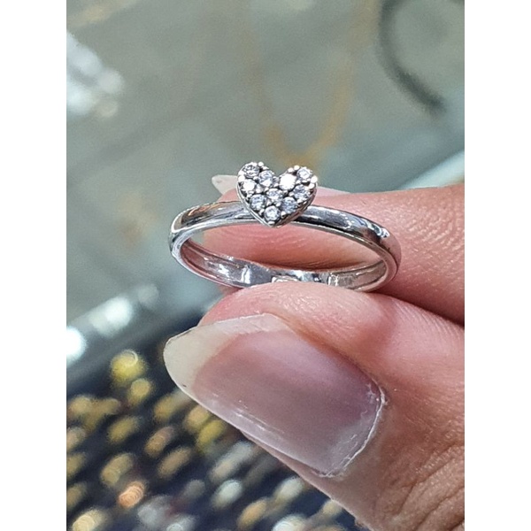 cincin soliter emas putih love timbul