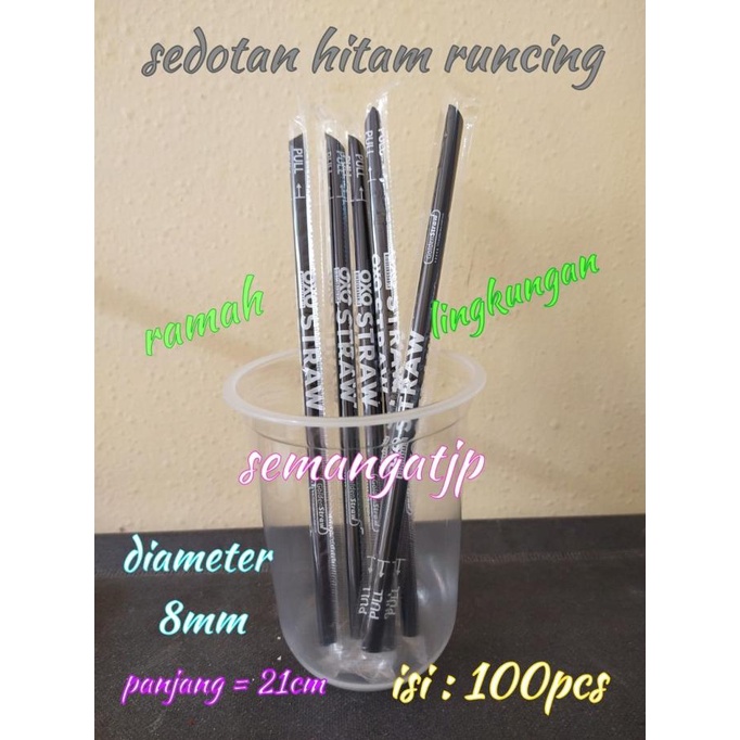 

Diskon sedotan jus 8mm 21cm steril hitam isi 100pcs Diskon