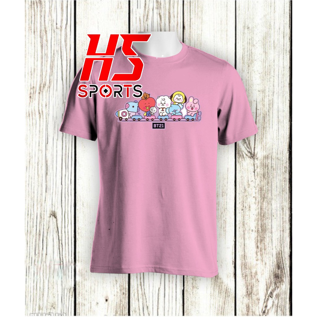 KAOS BT21 ALL MEMBER UP TRAIN BAJU TSHIT KATUN COMBED 30S