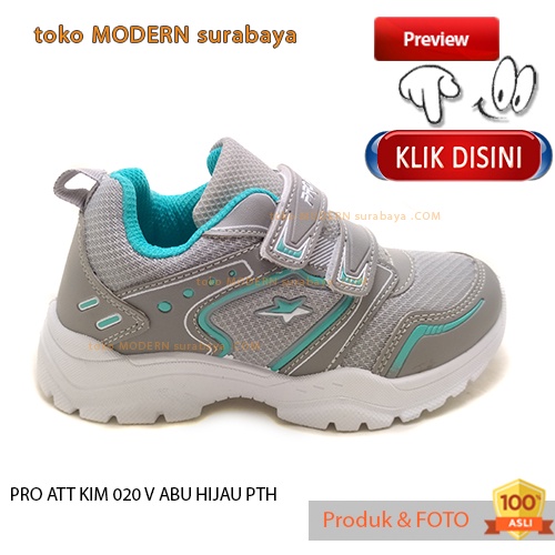 Sepatu anak sepatu sneakers kets velco PRO ATT KIM 020 V ABU HIJAU PTH