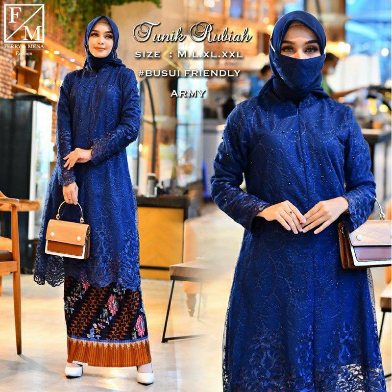 Tunik Tille Set Rubiah Navy