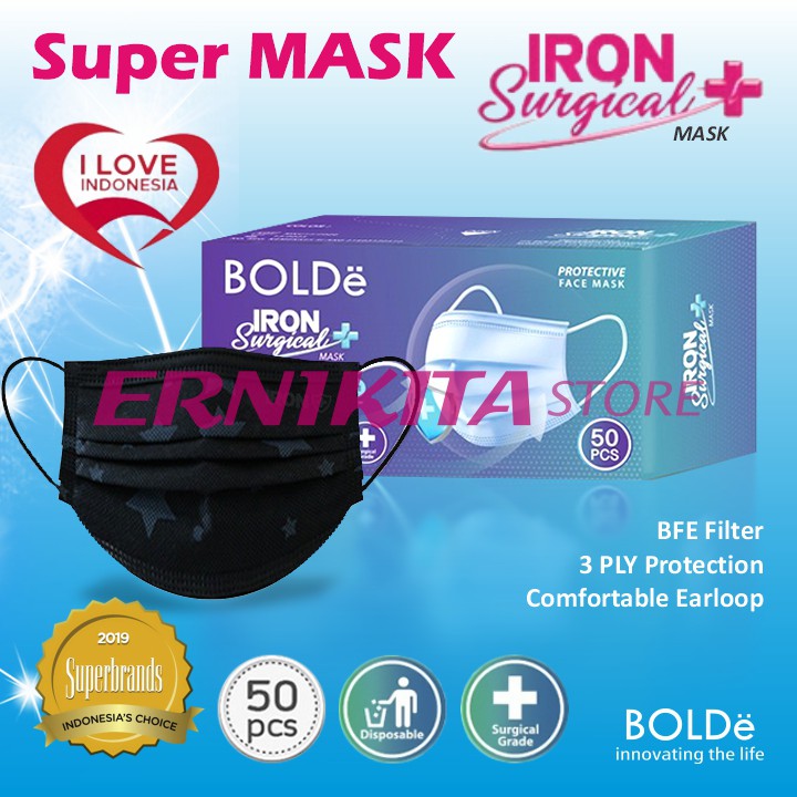 BOLDe IRON Surgical Mask 3 ply / Masker Medis izin Depkes