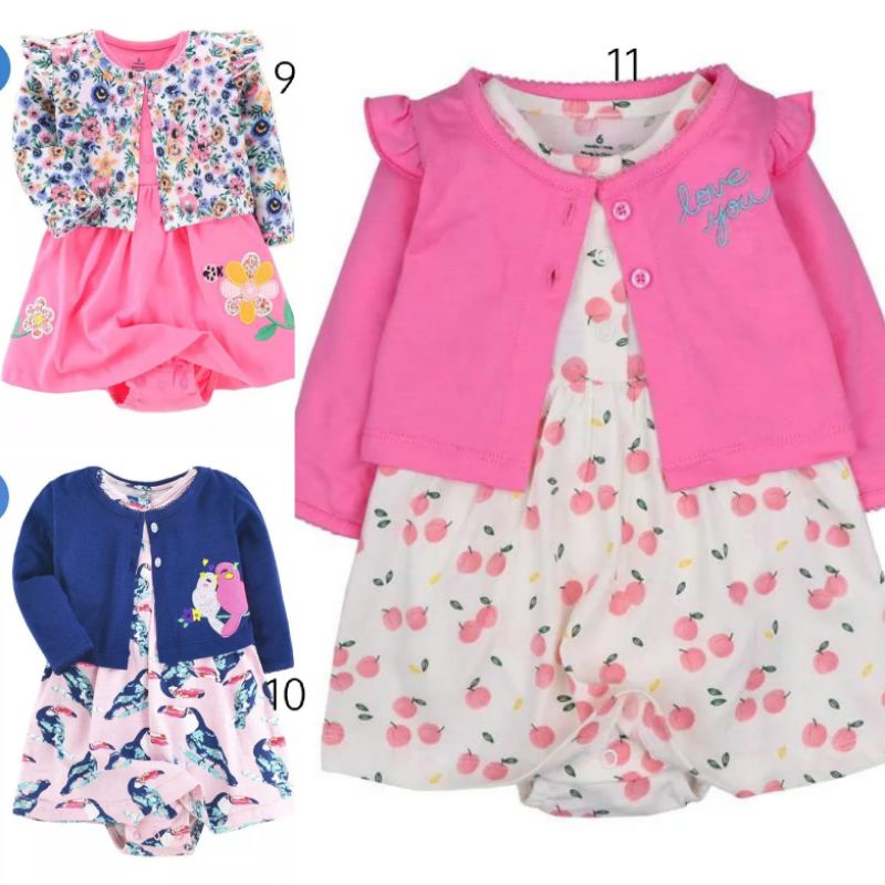 Set Cardigan/ set baju dress bayi/ cardigan bayi/ baju bayi