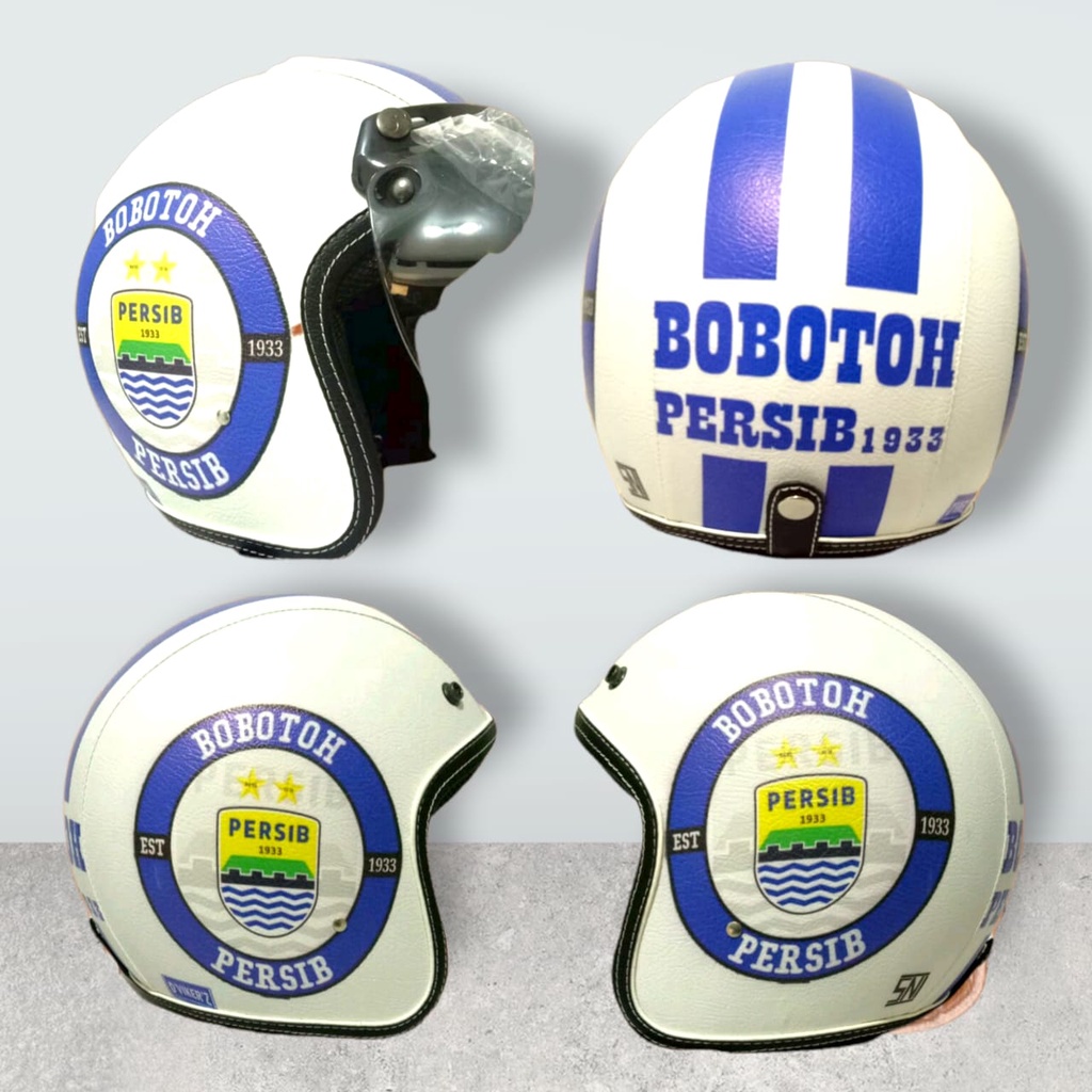 Helm bobo classic persib kaca cekung zeus pria wanita