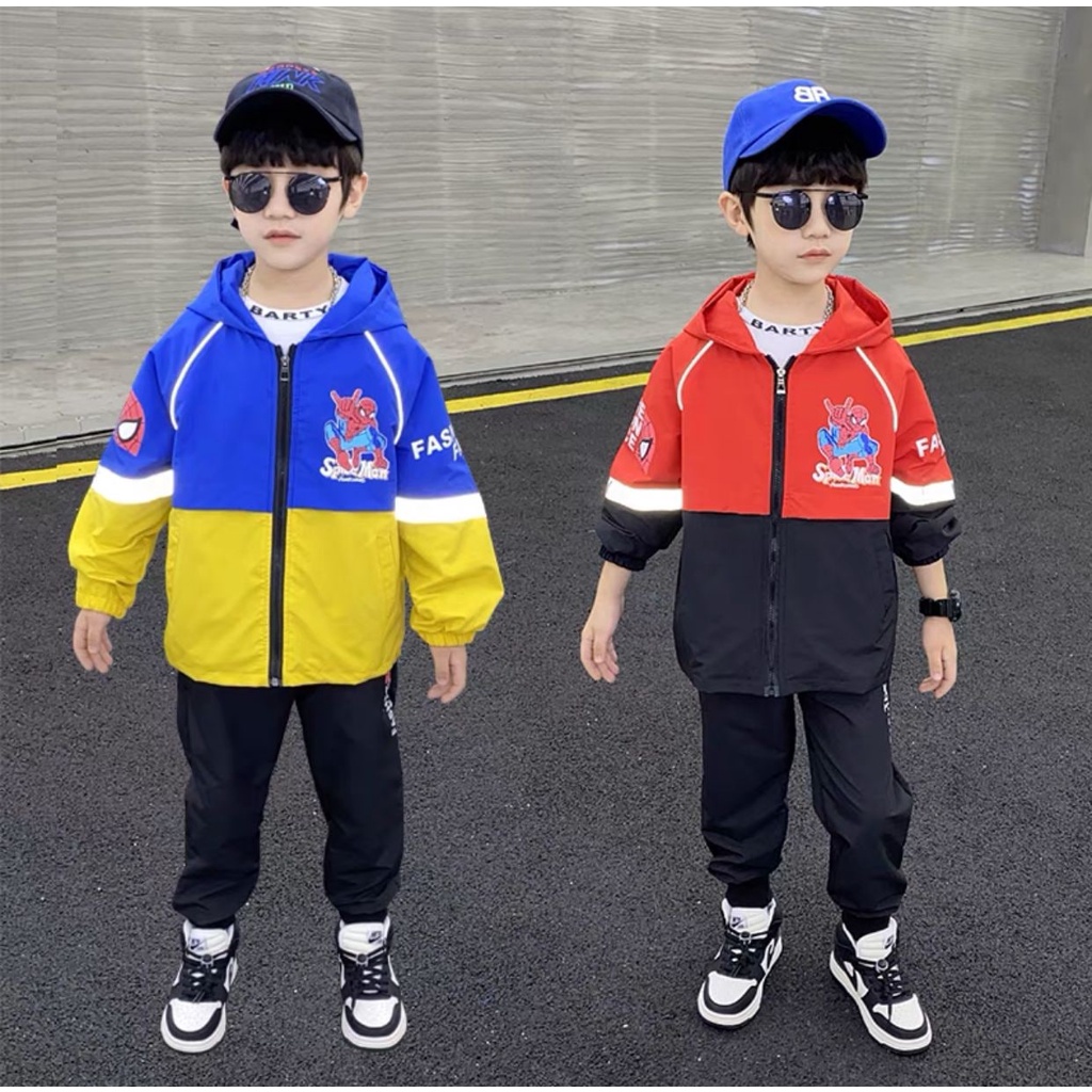 Promo !! Setelan anak import keren / setelan the fashion face spiderman ukuran 3-8tahun
