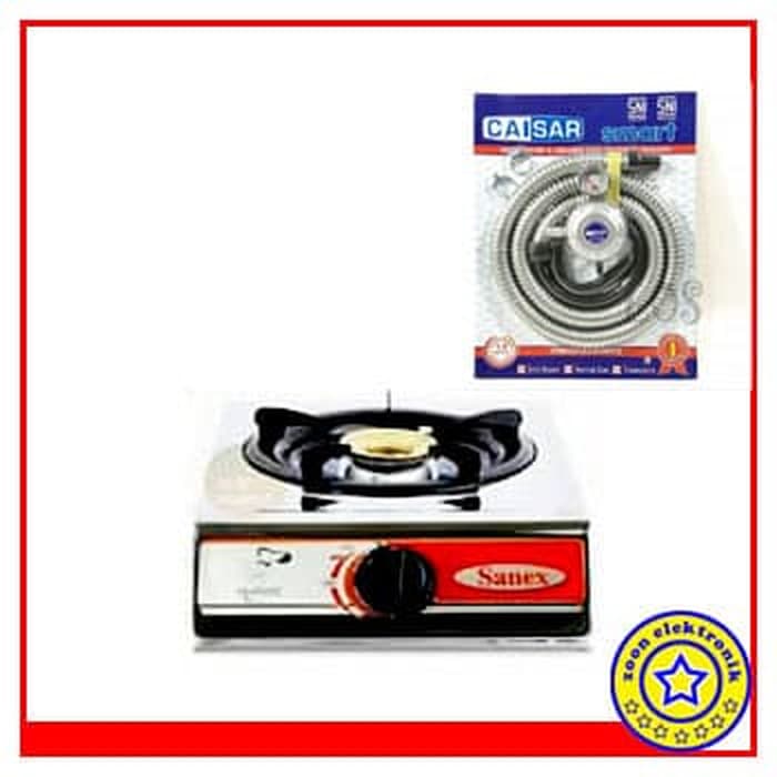 SANEX kompor gas 1 tungku Stainlis Steel FREE selang regulator CAISAR SNI