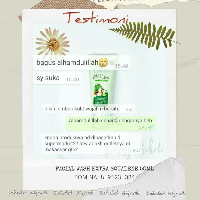 FACIAL WASH SQUALENE BATRISYIA/ SABUN WAJAH UNTUK KULIT SENSITIF