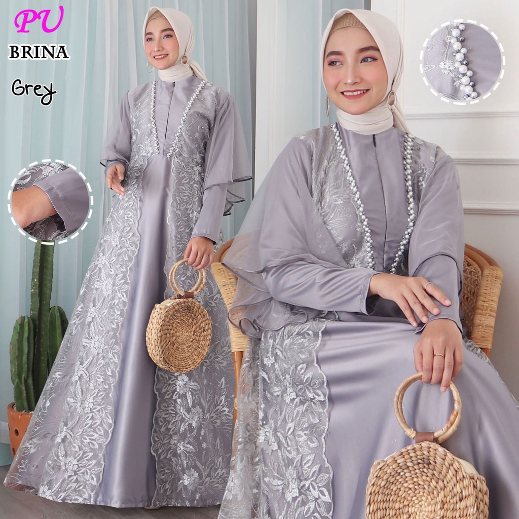 DRESS MUSLIM BRINA GAMIS JUMBO TILE MURAH GAMIS SYARI BUSUI BRIDESMAID DRESS PESTA LAMARAN LEBARAN