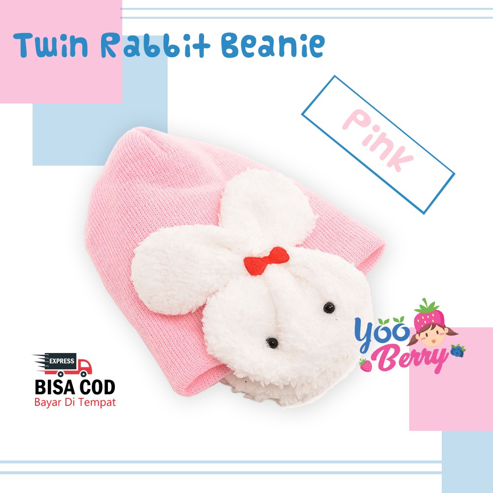 YooBerry Kupluk Bayi &amp; Anak Twin Rabbit Beanie Lucu Berry Mart