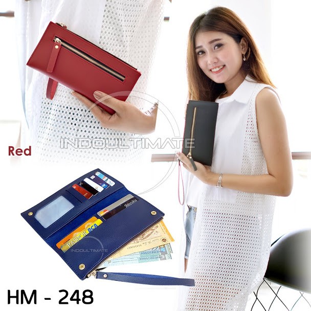 Dompet Wanita IMPORT HM-248 Dompet Cewek dompet Kartu ATM Panjang Lipat Kulit Murah dompet  panjang