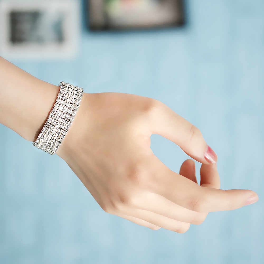 Gelang Rantai Kaki Hias Kristal Berlian Imitasi Warna Silver Gaya Punk Untuk Perempuan