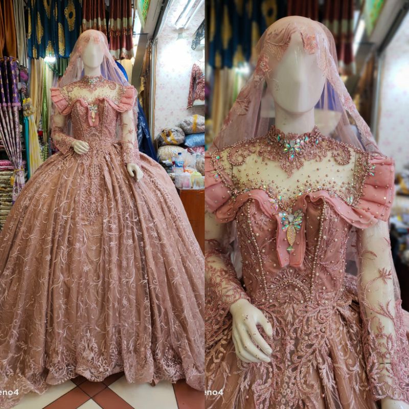 GAUN PENGANTIN BARBIE GOTIK MEWAH BEREKOR MODERN //GAUN