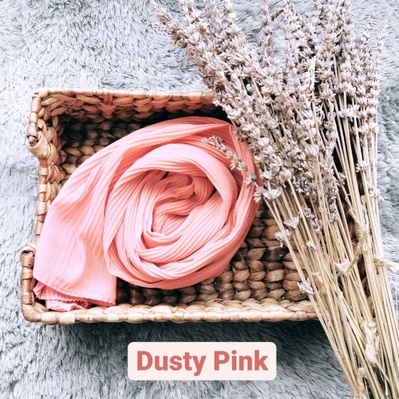 Pashmina Plisket Ceruty Baby Doll Pleated Shawl Full Lidi Hijab Ukuran 180 x 75 Jilbab Instant-HJ PLISKET DUSTYPINK