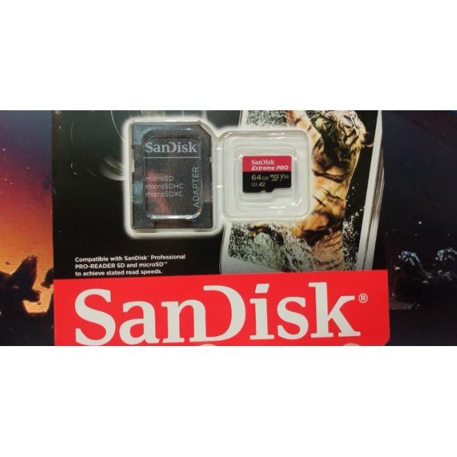 SanDisk Extreme Pro MicroSD 64GB A2 V30 U3 4K - 200MB/s