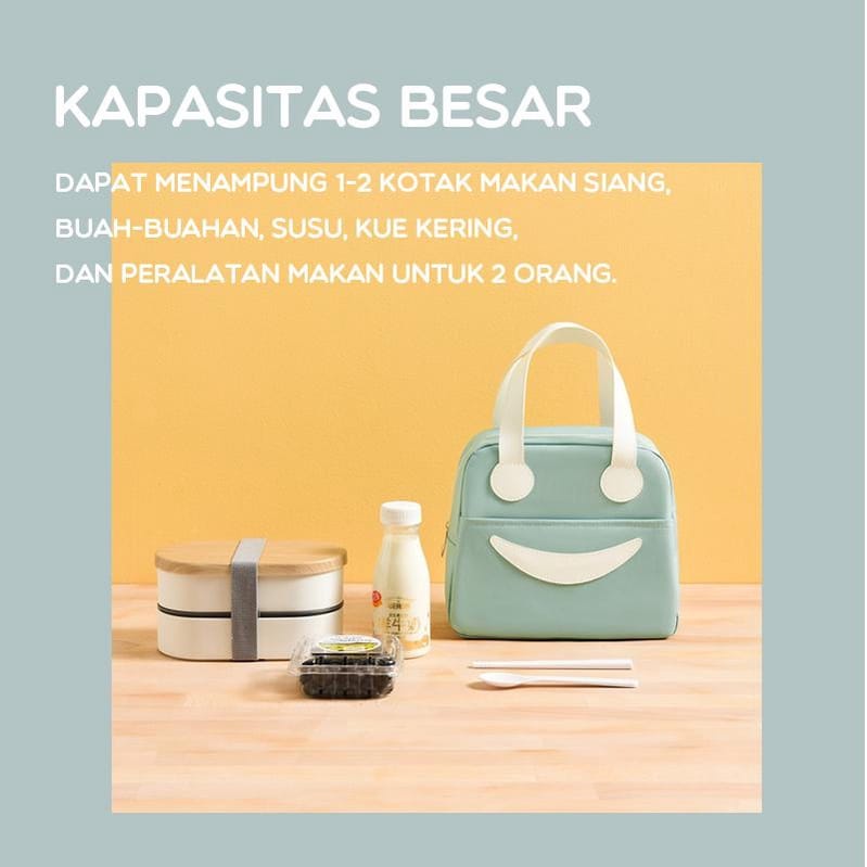 SMILE BENTO BAG SAMONO TAS TEMPAT MAKAN SIANG LUNCH BAG BEKAL